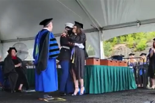 Marine surprises sister at college graduation after a year apart due to the pandemic