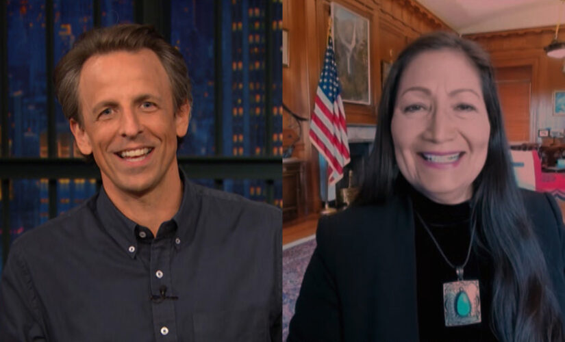 Haaland staffer caught crawling in background of her Seth Meyers interview: ‘We know you’re behind the desk’
