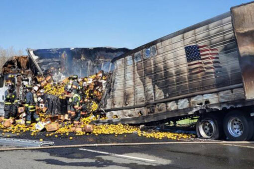 Hundreds of lemons spill onto Colorado interstate after truck catches fire