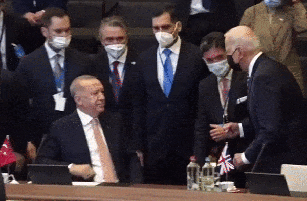Biden gives awkward fist-bump to Turkey’s Erdogan at NATO summit