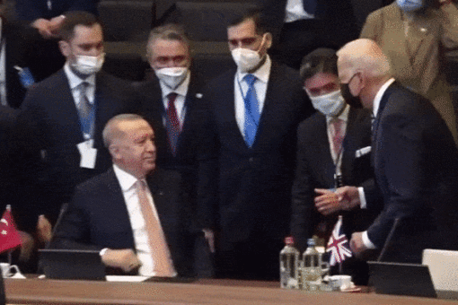 Biden gives awkward fist-bump to Turkey’s Erdogan at NATO summit