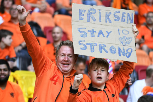 Fans in Amsterdam show support for Eriksen