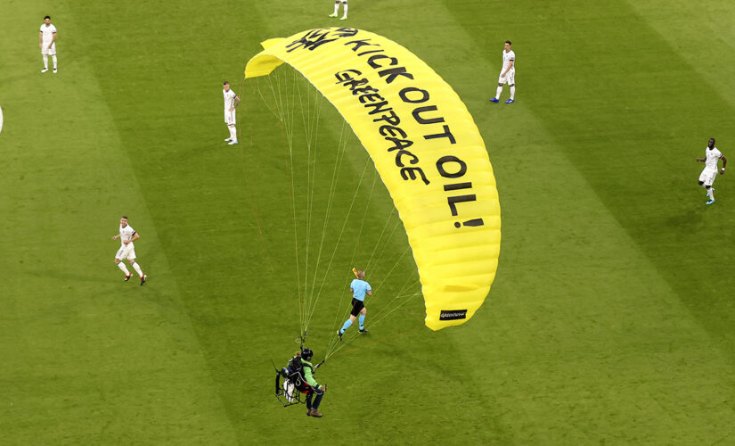 Protester parachuted into stadium at Euro 2020 game, fans injured