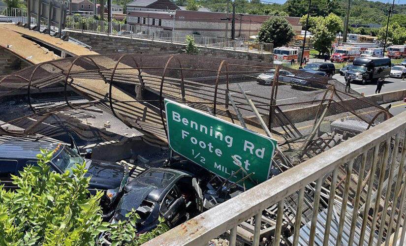 Dramatic video shows the moment a DC pedestrian bridge collapsed