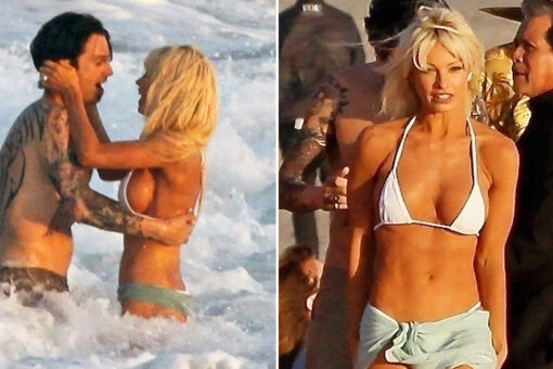 Lily James, Sebastian Stan recreate Pamela Anderson and Tommy Lee’s beach wedding