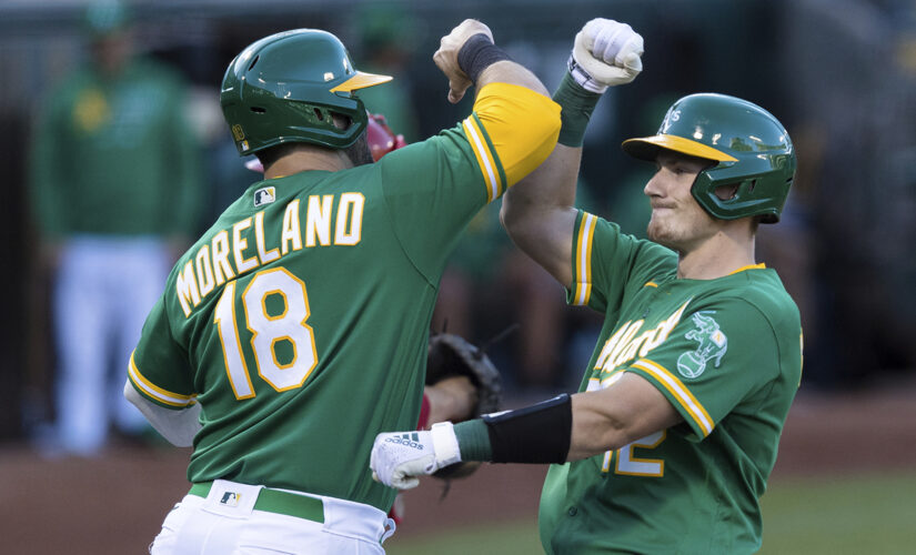 Moreland’s 1,000th hit, Murphy’s HR help A’s down Angels 8-5