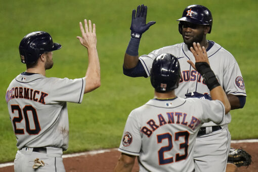 Astros take combined no-hitter into 8th, rout Orioles 10-2