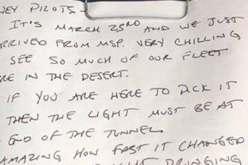 Delta pilot’s note found 435 days after plane was stored at the start of COVID pandemic