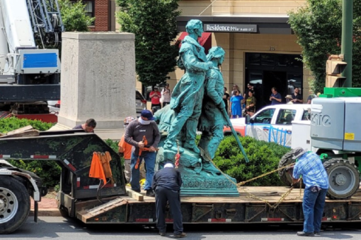Statue of Lewis, Clark and Sacagawea toppled in Charlottesville