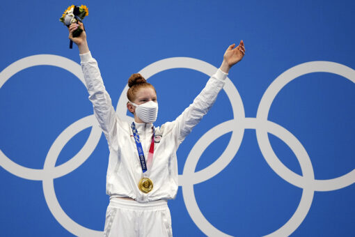 Small Alaska town embraces state’s 1st swimmer to win gold