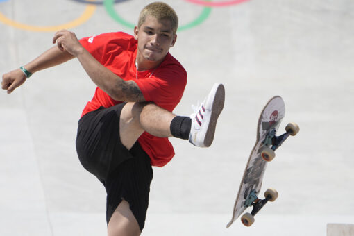 Angelo Caro Narvaez’s first Olympics run ends with brutal groin shot