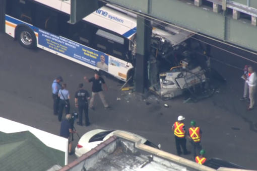 NYC bus crash: Video shows head-on collision with car, at least a dozen injured
