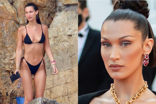 Bella Hadid sports tiny bikini during yacht outing with boyfriend Marc Kalman in Cannes