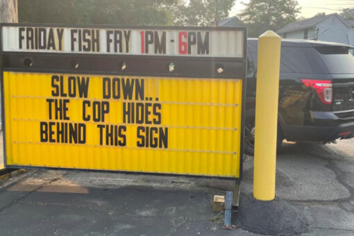 Pennsylvania deli warns of hiding police car: ‘The cop hides behind this sign’
