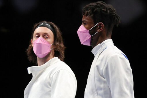 US fencer accused of sexual misconduct confronts teammates after pink mask protest on Olympic stage