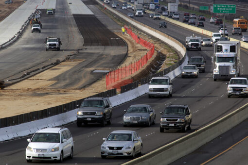Car jumps California highway in shocking crash caught on camera