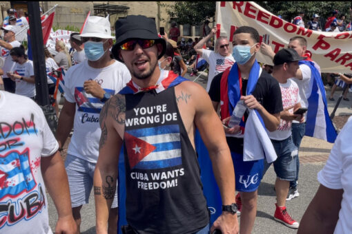 Washington protesters descend on Cuban embassy, accuse Biden team of supporting communism