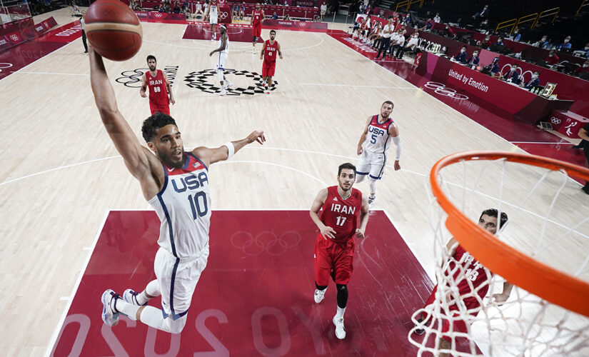 US bounces back from Olympic-opening loss, routs Iran 120-66