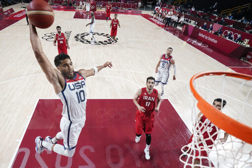 US bounces back from Olympic-opening loss, routs Iran 120-66