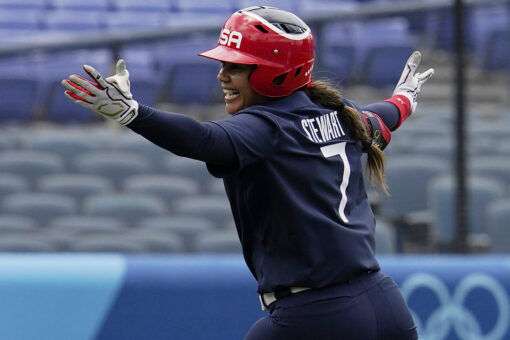 US softball’s Kelsey Stewart keeps team’s winning streak alive with walk-off homer vs. Japan