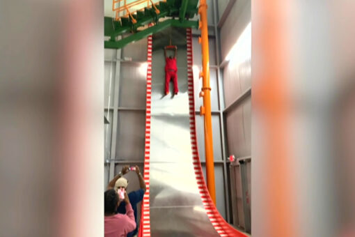 Man screams, refuses to go down slide in hilarious video
