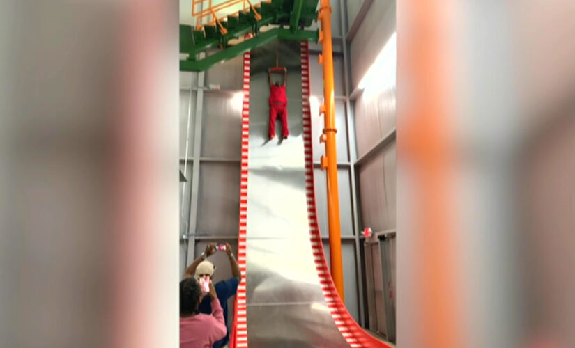 Man screams, refuses to go down slide in hilarious video