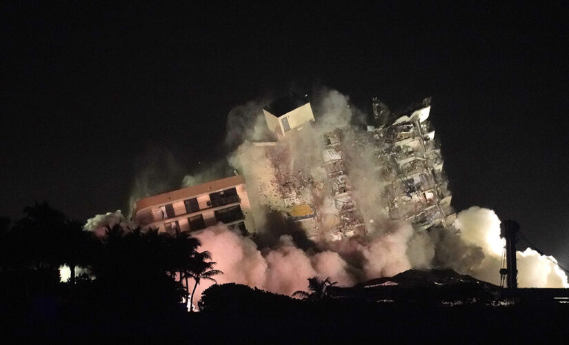Florida condo’s remaining portion brought down with explosives