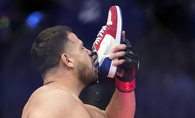 Tai Tuivasa chugs beer from shoe after knocking out Greg Hardy at UFC 264