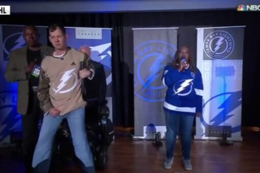 Wounded veteran stands for national anthem at NHL game: ‘If I’m able, I will stand’