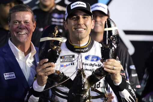 Aric Almirola wins wet and dark New Hampshire NASCAR Cup Series race