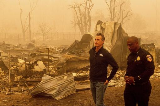 Gavin Newsom tours California area devastated by wildfire damage