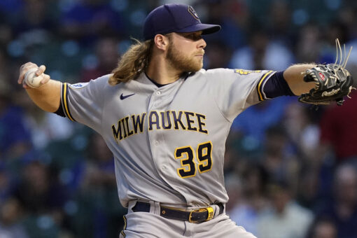 Burnes fans 10 straight to tie record, Brewers rip Cubs 10-0
