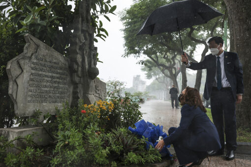 Kamala Harris visits John McCain monument in Vietnam, 3 years after his death