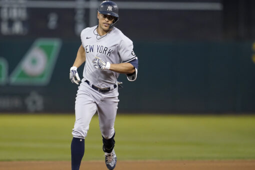 Stanton slugs Yankees past A’s 8-2, Cole wins third straight