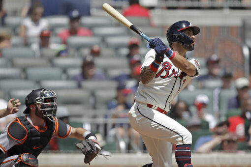 Soler, Riley back Anderson with HRs, Braves romp over Giants