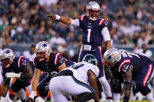 Newton, Jones star at QB for Patriots in 35-0 rout of Eagles