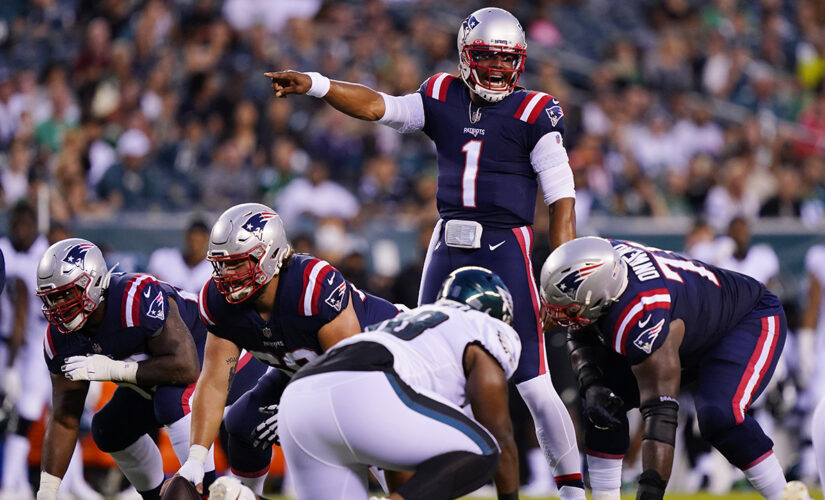 Newton, Jones star at QB for Patriots in 35-0 rout of Eagles