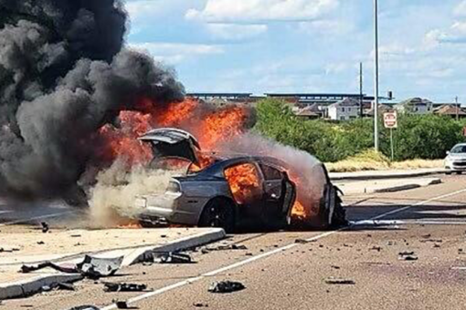 Car bursts into flames following vehicle pursuit over suspected human smuggling attempt