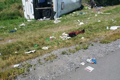 New York state police: 57 hospitalized after tour bus overturns on Interstate 90