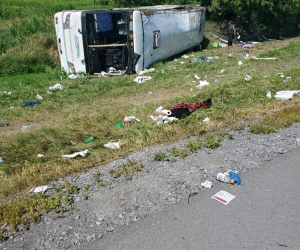 New York state police: 57 hospitalized after tour bus overturns on Interstate 90