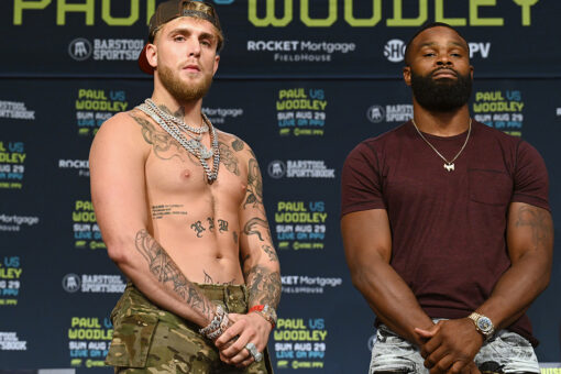 Jake Paul, Tyron Woodley pre-fight news conference marred by scuffle