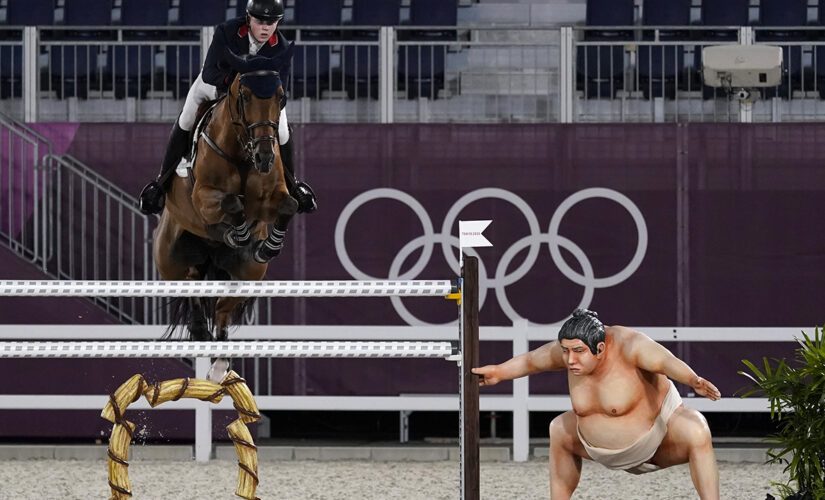 Olympic riders suggest sumo statue scaring horses: ‘It is very realistic’