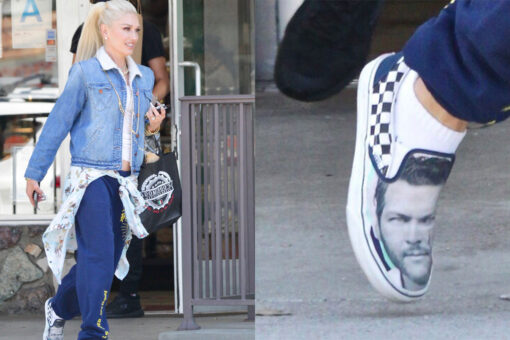 Gwen Stefani rocks shoes with Blake Shelton’s face on them
