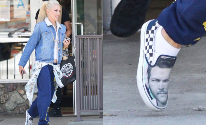 Gwen Stefani rocks shoes with Blake Shelton’s face on them