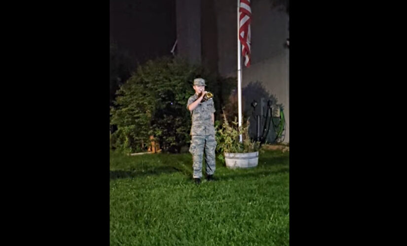 Nevada boy, 14, plays ‘Taps’ with a US flag at half-mast to honor fallen service members in Afghanistan