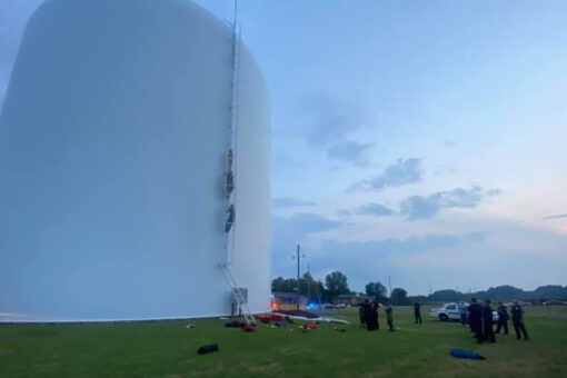 Alabama firefighters rescue woman found swimming in 70-foot-high water tank