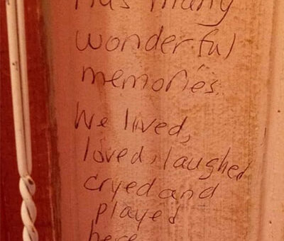 New homeowners find the most heartfelt message written on wall by family before them