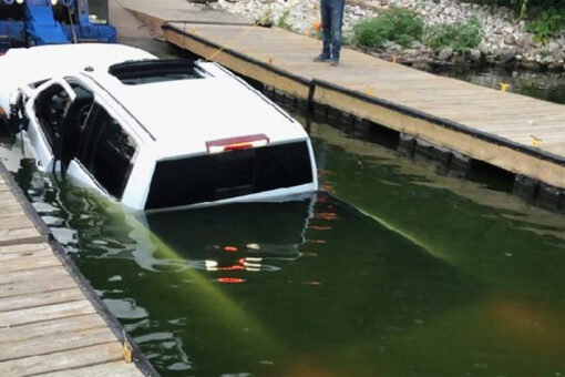 Pickup truck sinks in lake on live TV during boat launch mishap