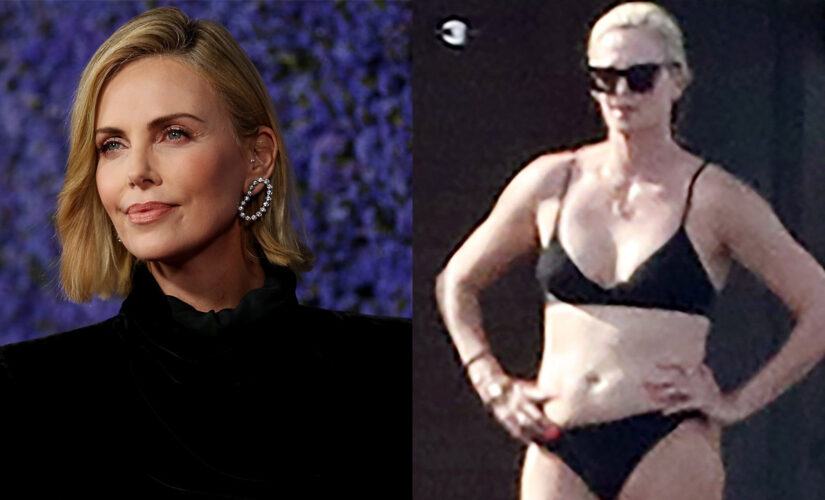 Charlize Theron soaks up some sun in black bikini while yachting in Greece