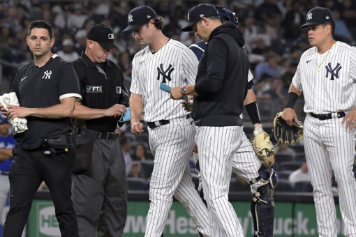 Yankees ace Cole exits with tightness in his left hamstring